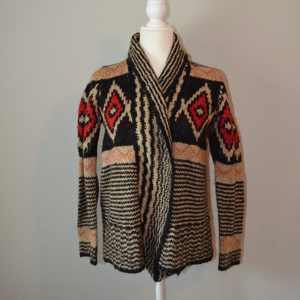 Pink Republic Aztec Pattern Open Draped Knit Cardigan - Picture 8 of 16